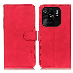 Funda de Cuero Cartera con Soporte Carcasa K03Z para Xiaomi Redmi 10 India Rojo