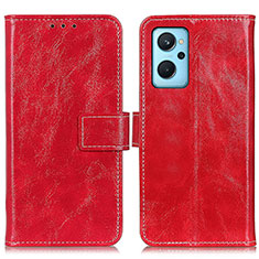 Funda de Cuero Cartera con Soporte Carcasa K04Z para Oppo A96 4G Rojo