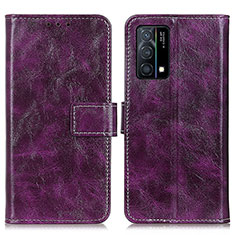 Funda de Cuero Cartera con Soporte Carcasa K04Z para Oppo K9 5G Morado