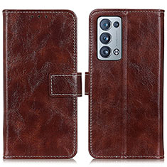 Funda de Cuero Cartera con Soporte Carcasa K04Z para Oppo Reno6 Pro 5G Marron