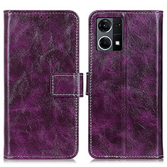 Funda de Cuero Cartera con Soporte Carcasa K04Z para Oppo Reno7 4G Morado