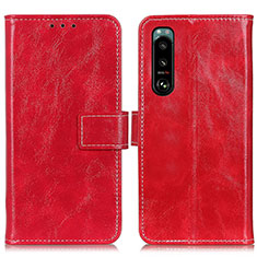 Funda de Cuero Cartera con Soporte Carcasa K04Z para Sony Xperia 5 III Rojo