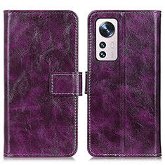 Funda de Cuero Cartera con Soporte Carcasa K04Z para Xiaomi Mi 12S 5G Morado