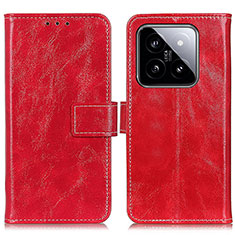 Funda de Cuero Cartera con Soporte Carcasa K04Z para Xiaomi Mi 14 5G Rojo