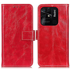 Funda de Cuero Cartera con Soporte Carcasa K04Z para Xiaomi Redmi 10C 4G Rojo