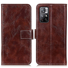 Funda de Cuero Cartera con Soporte Carcasa K04Z para Xiaomi Redmi Note 11 5G Marron