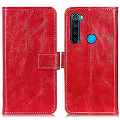 Funda de Cuero Cartera con Soporte Carcasa K04Z para Xiaomi Redmi Note 8 (2021) Rojo