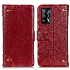 Funda de Cuero Cartera con Soporte Carcasa K06Z para Oppo A74 4G Rojo