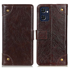 Funda de Cuero Cartera con Soporte Carcasa K06Z para Oppo Reno7 5G Marron