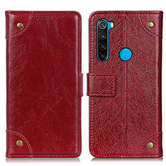 Funda de Cuero Cartera con Soporte Carcasa K06Z para Xiaomi Redmi Note 8 (2021) Rojo