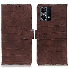 Funda de Cuero Cartera con Soporte Carcasa K07Z para Oppo F21 Pro 4G Marron