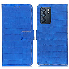 Funda de Cuero Cartera con Soporte Carcasa K07Z para Oppo Reno6 5G Azul