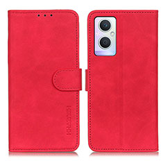 Funda de Cuero Cartera con Soporte Carcasa K09Z para Oppo Reno7 Lite 5G Rojo