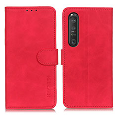 Funda de Cuero Cartera con Soporte Carcasa K09Z para Sony Xperia 1 III Rojo