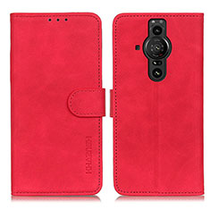 Funda de Cuero Cartera con Soporte Carcasa K09Z para Sony Xperia PRO-I Rojo