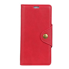 Funda de Cuero Cartera con Soporte Carcasa L01 para Alcatel 3 Rojo