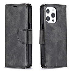 Funda de Cuero Cartera con Soporte Carcasa L01 para Apple iPhone 13 Pro Max Negro