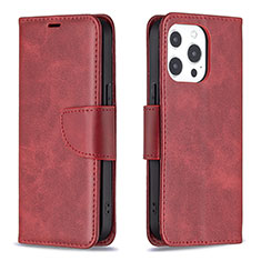 Funda de Cuero Cartera con Soporte Carcasa L01 para Apple iPhone 13 Pro Rojo
