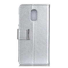 Funda de Cuero Cartera con Soporte Carcasa L01 para Asus ZenFone V Live Plata