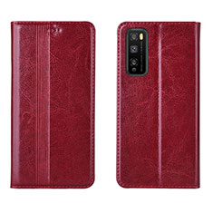 Funda de Cuero Cartera con Soporte Carcasa L01 para Huawei Enjoy 20 Pro 5G Rojo