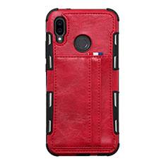 Funda de Cuero Cartera con Soporte Carcasa L01 para Huawei Nova 3e Rojo