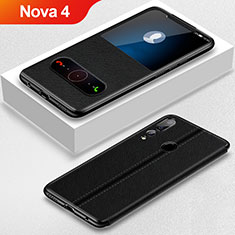 Funda de Cuero Cartera con Soporte Carcasa L01 para Huawei Nova 4 Negro