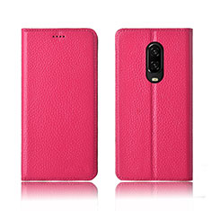 Funda de Cuero Cartera con Soporte Carcasa L01 para OnePlus 6T Oro Rosa