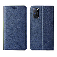 Funda de Cuero Cartera con Soporte Carcasa L01 para Oppo A52 Azul