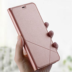 Funda de Cuero Cartera con Soporte Carcasa L01 para Oppo A7 Oro Rosa