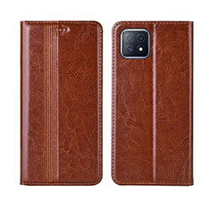 Funda de Cuero Cartera con Soporte Carcasa L01 para Oppo A72 5G Marron Claro