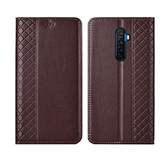 Funda de Cuero Cartera con Soporte Carcasa L01 para Oppo Reno Ace Marron