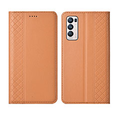 Funda de Cuero Cartera con Soporte Carcasa L01 para Oppo Reno5 Pro+ Plus 5G Naranja