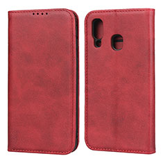 Funda de Cuero Cartera con Soporte Carcasa L01 para Samsung Galaxy A40 Rojo