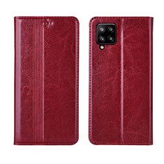 Funda de Cuero Cartera con Soporte Carcasa L01 para Samsung Galaxy A42 5G Rojo Rosa