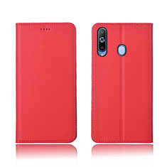 Funda de Cuero Cartera con Soporte Carcasa L01 para Samsung Galaxy A8s SM-G8870 Rojo