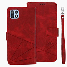 Funda de Cuero Cartera con Soporte Carcasa L01 para Samsung Galaxy F42 5G Rojo