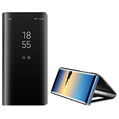 Funda de Cuero Cartera con Soporte Carcasa L01 para Samsung Galaxy Note 8 Duos N950F Negro