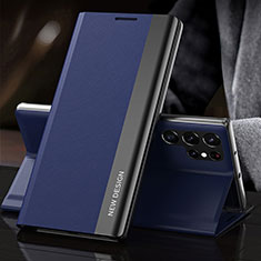 Funda de Cuero Cartera con Soporte Carcasa L01 para Samsung Galaxy S21 Ultra 5G Azul