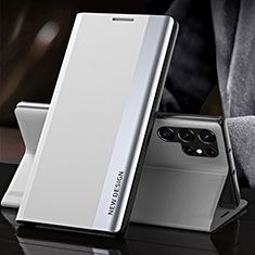 Funda de Cuero Cartera con Soporte Carcasa L01 para Samsung Galaxy S21 Ultra 5G Blanco