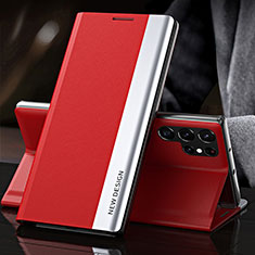 Funda de Cuero Cartera con Soporte Carcasa L01 para Samsung Galaxy S21 Ultra 5G Rojo