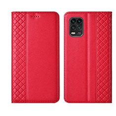 Funda de Cuero Cartera con Soporte Carcasa L01 para Xiaomi Mi 10 Lite Rojo
