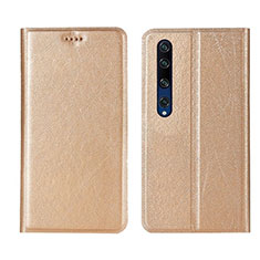 Funda de Cuero Cartera con Soporte Carcasa L01 para Xiaomi Mi 10 Oro