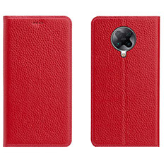 Funda de Cuero Cartera con Soporte Carcasa L01 para Xiaomi Poco F2 Pro Rojo