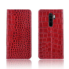 Funda de Cuero Cartera con Soporte Carcasa L01 para Xiaomi Redmi Note 8 Pro Rojo