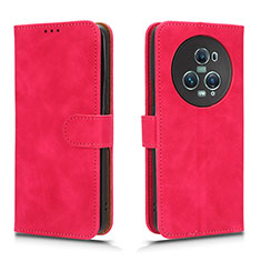 Funda de Cuero Cartera con Soporte Carcasa L01Z para Huawei Honor Magic5 Pro 5G Rosa Roja