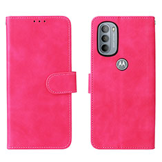 Funda de Cuero Cartera con Soporte Carcasa L01Z para Motorola Moto G31 Rosa Roja