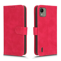 Funda de Cuero Cartera con Soporte Carcasa L01Z para Nokia C110 Rosa Roja