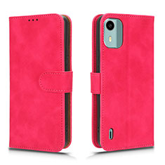 Funda de Cuero Cartera con Soporte Carcasa L01Z para Nokia C12 Rosa Roja