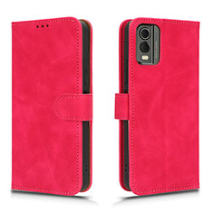 Funda de Cuero Cartera con Soporte Carcasa L01Z para Nokia C210 Rosa Roja