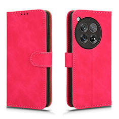 Funda de Cuero Cartera con Soporte Carcasa L01Z para OnePlus 12 5G Rosa Roja